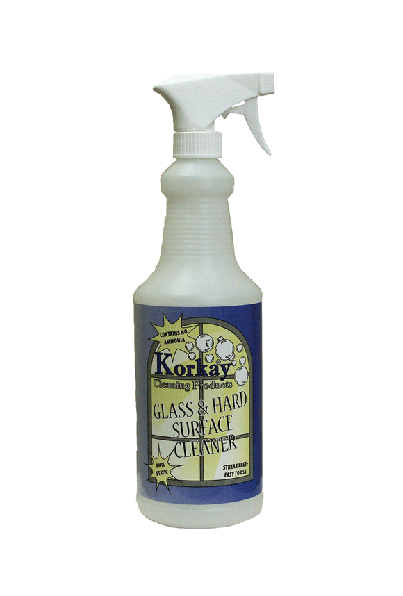 Korkay Glass & Hard Surface Cleaner, 32 oz Spray Bottle